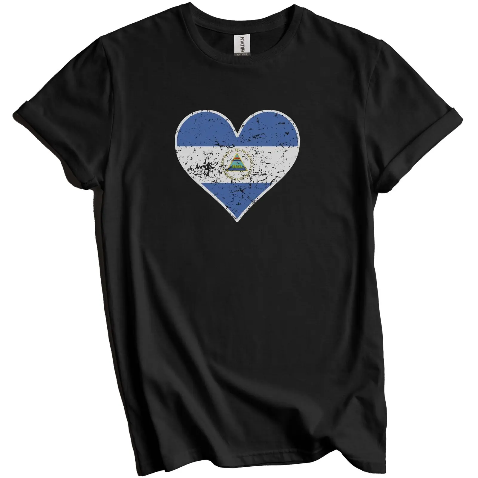 Nicaraguan Flag Heart Nicaragua Love Distressed T-Shirt