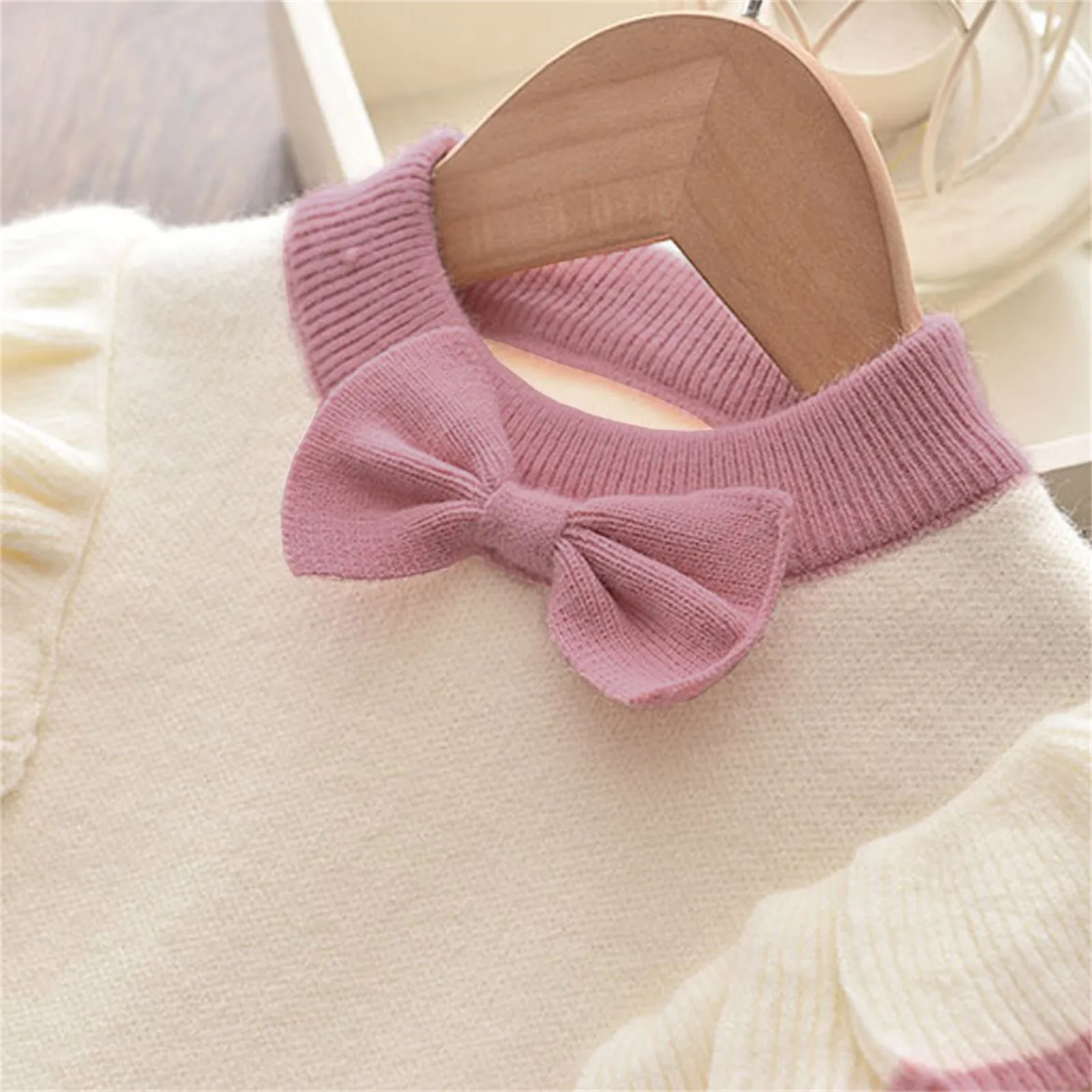 PatPat 2pcs Skirt Dresses Kids Clothes Girls Toddler Children Bowknot Flounced Knitted Top and Pleated Set Party Dress