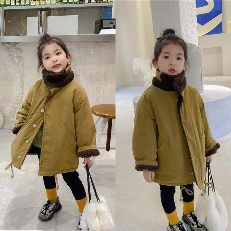 Children Clothes Autumn Winter Warm Coat Girls Double Sided Jacket Loose Casual Coat Fashion Patchwork Winter Clothes Girls Boys