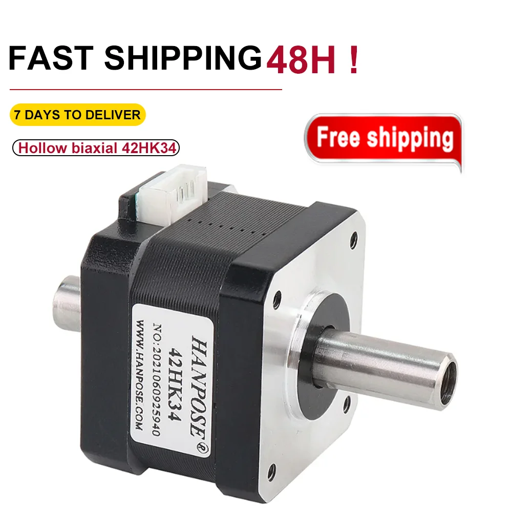 

42 Dual Axis Motor 1.3A 28N.CM 42HK34 Hollow Dual Axis Motor 4-Lead Suitable CNC 3D Printer Nema17 Stepper Motor