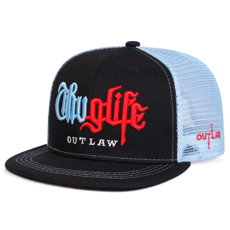 2025 Personalized New Fashion Webhat Thug LIFE Embroidered Hip Hop Hat Outdoor Daily Leisure Sunshade Hat Flat Edge Baseball Hat