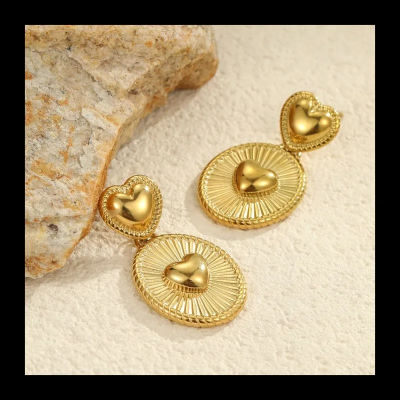 أقراط قلب نسائية من الفولاذ المقاوم للصدأ مزدوجة الحب من الفولاذ المقاوم للصدأ غير قابلة للتلاشي #3