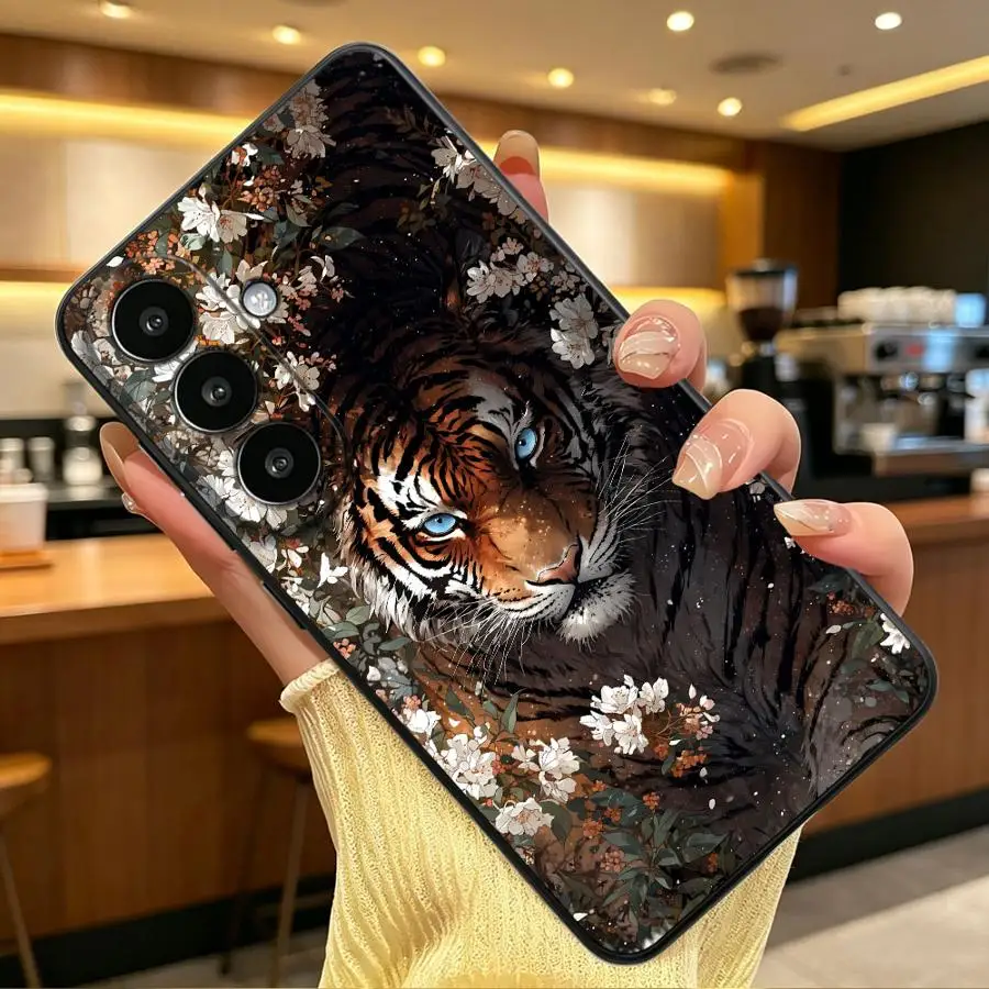 Floral Tiger Case for Samsung Galaxy S26 Ultra S24+ S21 FE S24 S26+ S20 S25+ S10 S9 S23 Note 20 8 9 10 S25 Plus Phone Cover