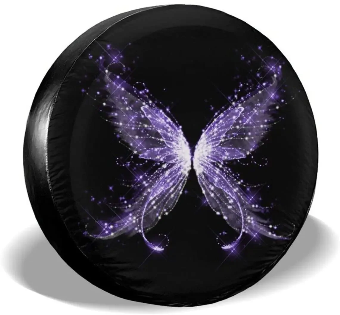 Delerain Purple Butterfly Spare Tire Covers Waterproof Dust-Proof Spare Wheel Cover Universal Fit for , Trailer, RV, SUV, Tr