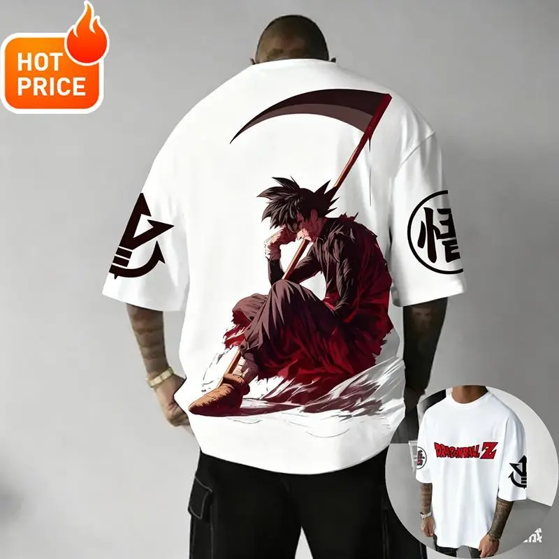 

Новая мужская футболка 2026 года с японским аниме Dragon Ball, европейская и американская уличная мода, мужская футболка с круглым вырезом и коротким рукавом