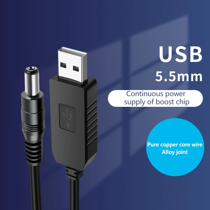 5V to 9V or 12V USB Power Boost Line; Step Up Module for Router Adapter; USB Charging Wire Accessory