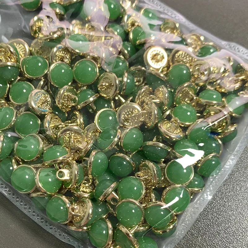 10pcs Beautiful Shank Buttons Gemstone Luster 10mm Round Small Metal Buttons Apparel Sewing Accessories