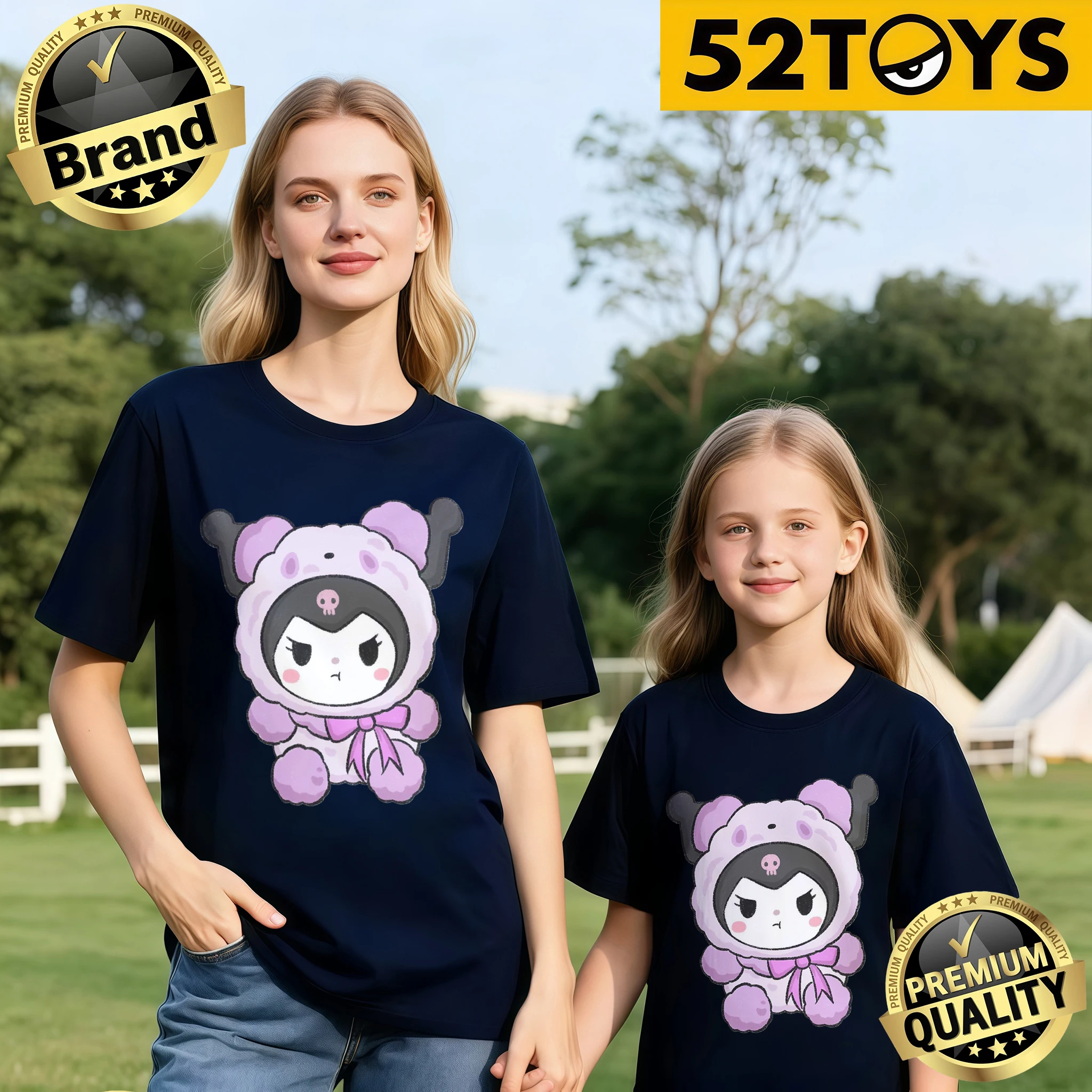 Camiseta De Algodón Estampada De Kulomi De Terciopelo Púrpura Lindo En Verano 2026, Cómoda, Relajada, Casual (individual)