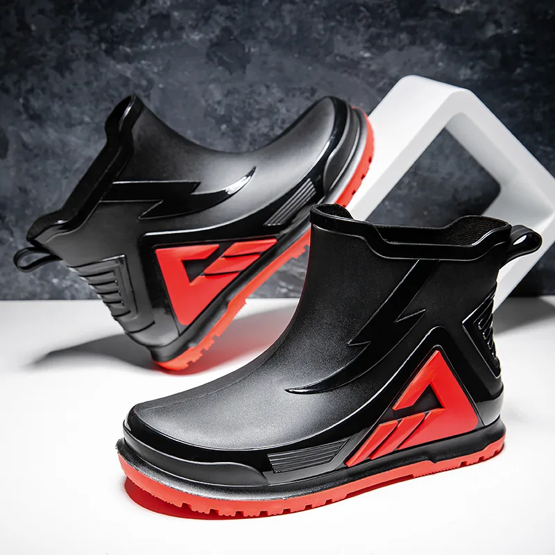 احذية المطر الرجالية موضة زوجين منصة احذية المطر أحذية الصيد في الهواء الطلق عدم الانزلاق أحذية مضادة للماء أحذية مياه العمل Zapatos #3
