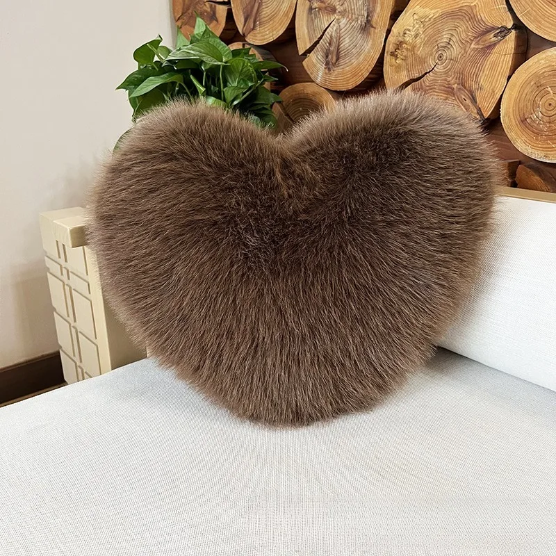 Cuscino a Forma di Cuore in Pelliccia Sintetica, Cuscino Lungo in Peluche per Divano, Regalo di Lusso per Matrimoni, Decorazione Romantica e Accogliente per la Casa