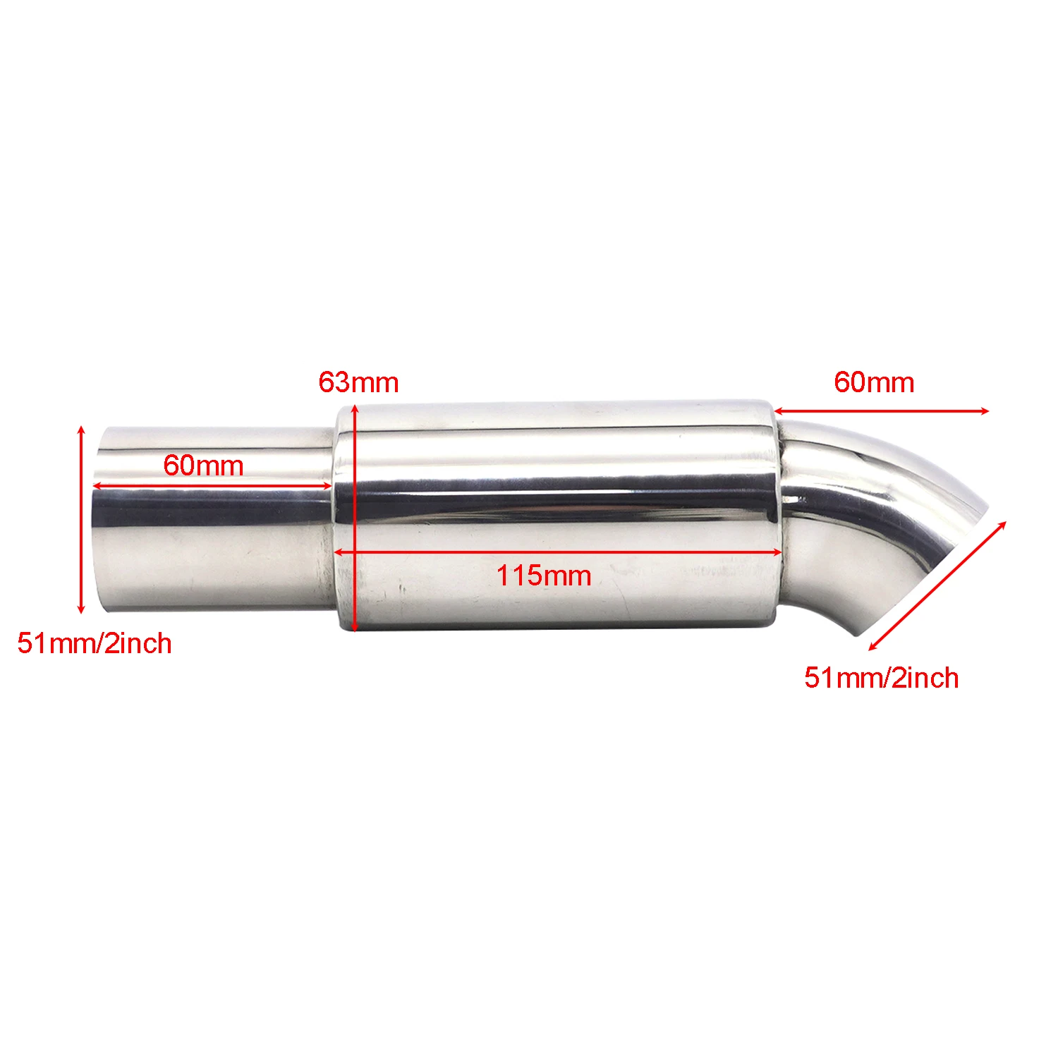 نظام رأس عادم متغير عالمي ، أنبوب خلفي كاتم للصوت ، فولاذ مقاوم للصدأ فضي ، إكسسوارات سيارة ، جودة عالية ، صوت توربو ، 51: 50