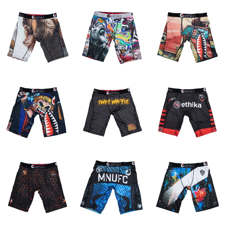 

ETHIKA, 1 шт., мужское нижнее белье, боксеры, дышащие сетчатые мужские трусы с промежностью, большие размеры L-3XL, мужские трусы-боксеры с принтом