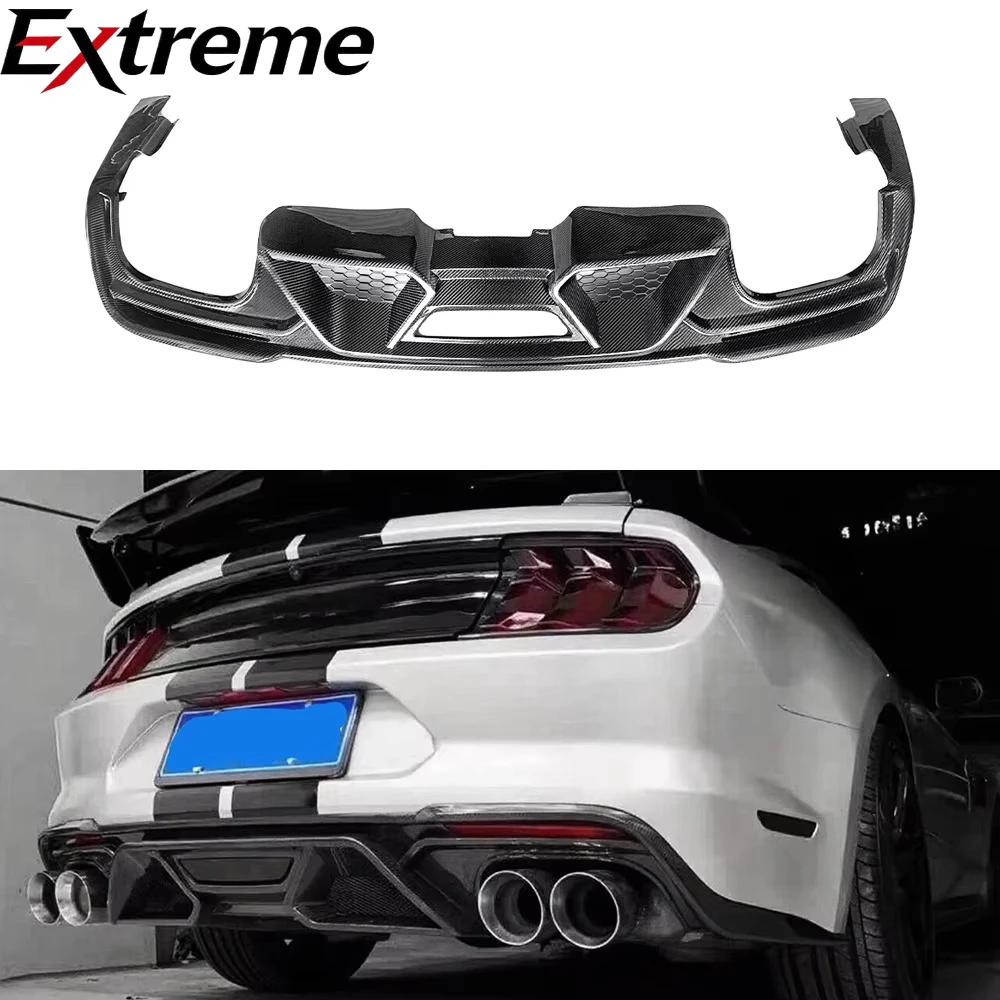 Carbon Fiber GT500 Style Rear Diffuser Body Kit with Protection for Mustang 2018-2020 Rear Diffuser