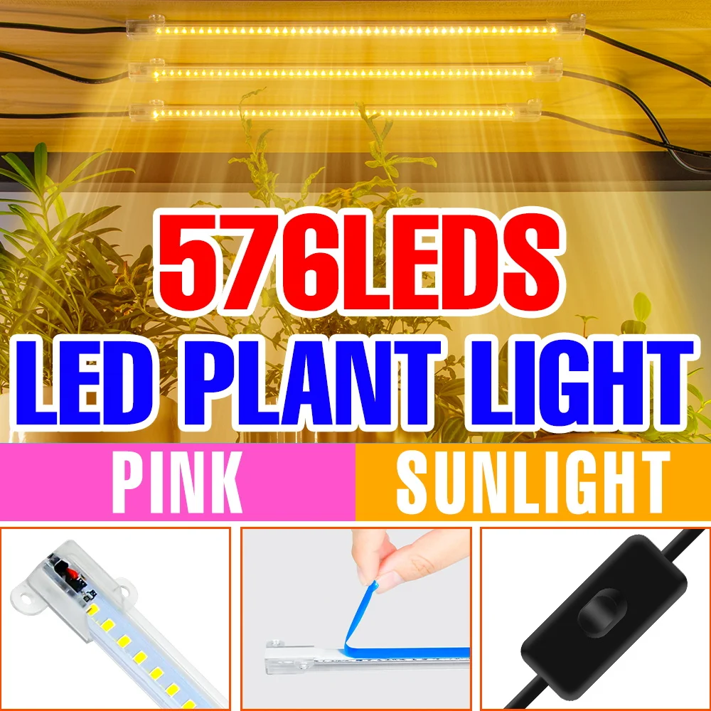 

12 Heads LED Grow Light Strip Indoor Fruit Hydroponics Cultivation Lamp 30/50CM For Potted Vegetable Plant Lighting 220V EU Plug