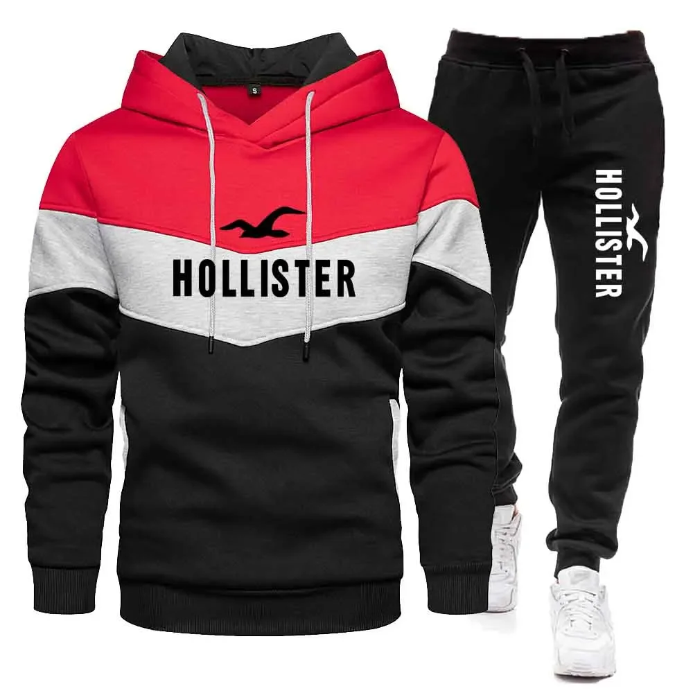 Autumn and winter new digital printed men's long-sleeved hoodie + loose casual pants fitness suit 2 pieces of clothing