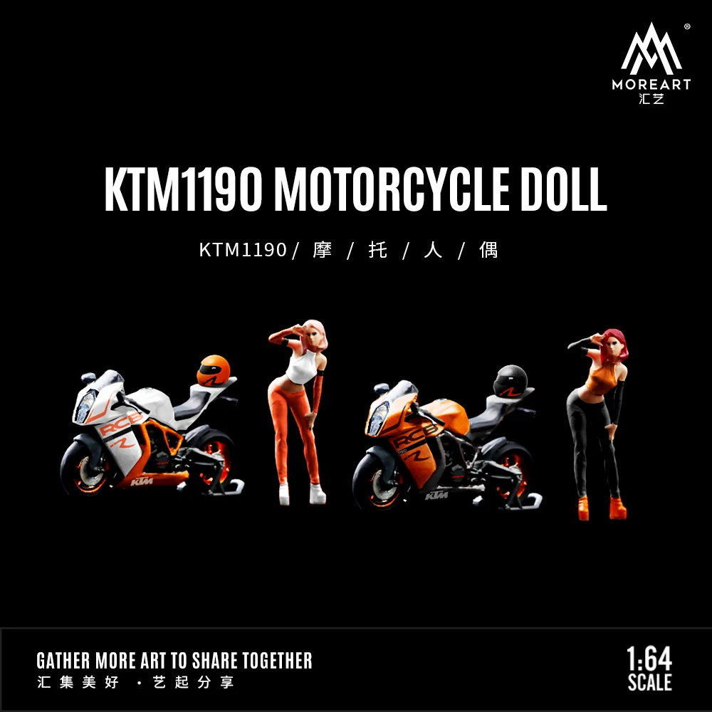 TimeMicro+MoreArt 1/64 Fashion Red/white beauty motorcycle doll set resin model