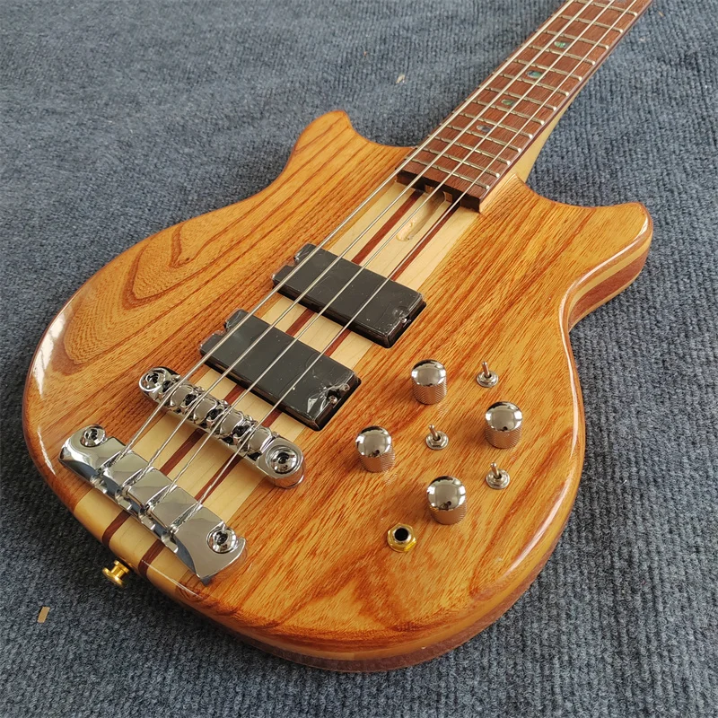 4-String Bass Guitars Full Body with Patterned Wood High-End Accessories Included