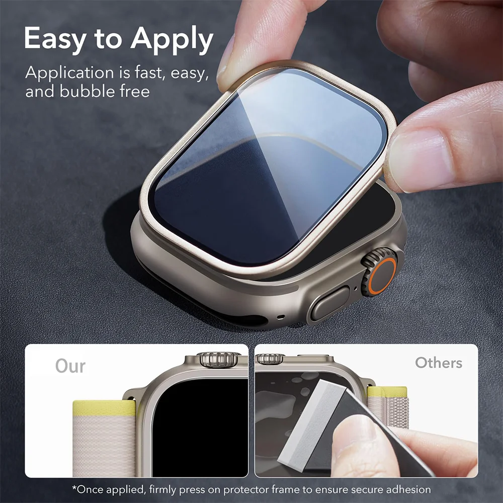 49mm Titanium Tempered Glass for Apple Watch Ultra 3 1 Metal Frame Anti-Scratch film Ultra 2 Series Screen Protector Accessories