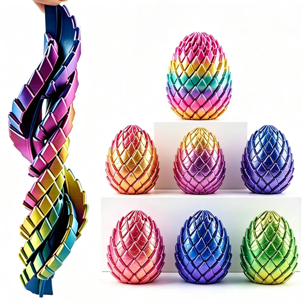 Twisty Fidget Egg 3D Printed Transform Dragon Egg Fidget Toy, Rotatable Stress Relief Ball, Desktop Decor Gift , Random Color