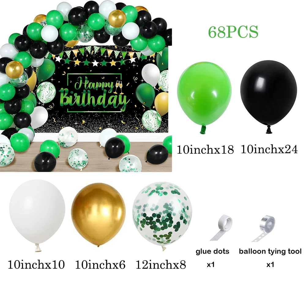 Green Black Balloons Arch Garland Kit White Gold Emerald Confetti Ballon Baby Shower Jungle Party 1st Birthday Globos Decor Wild