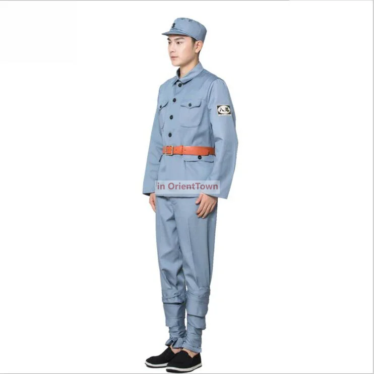 1930s China Traditional Military Suits Coat + pants + Hat PLA Officer Soldiers Clothing Ba Lu Army Outfit Stage Military Costume