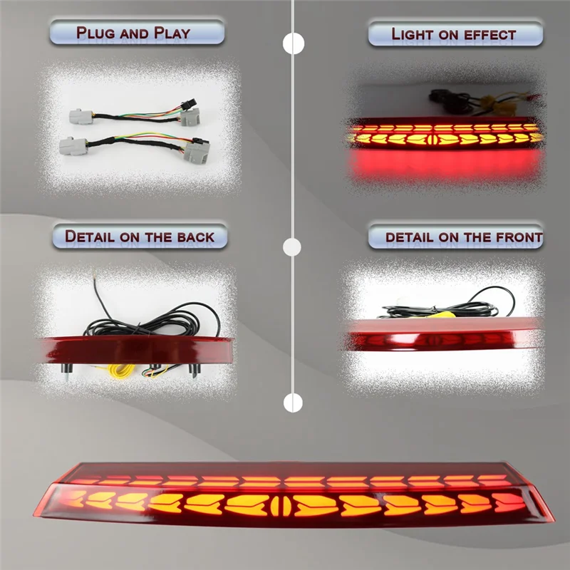 مركز خلفي ارتفاع جبل 3Rd ضوء الفرامل LED مصباح مكبح ثالث أضواء خلفية لتويوتا هايلاندر 2022-2025 اكسسوارات