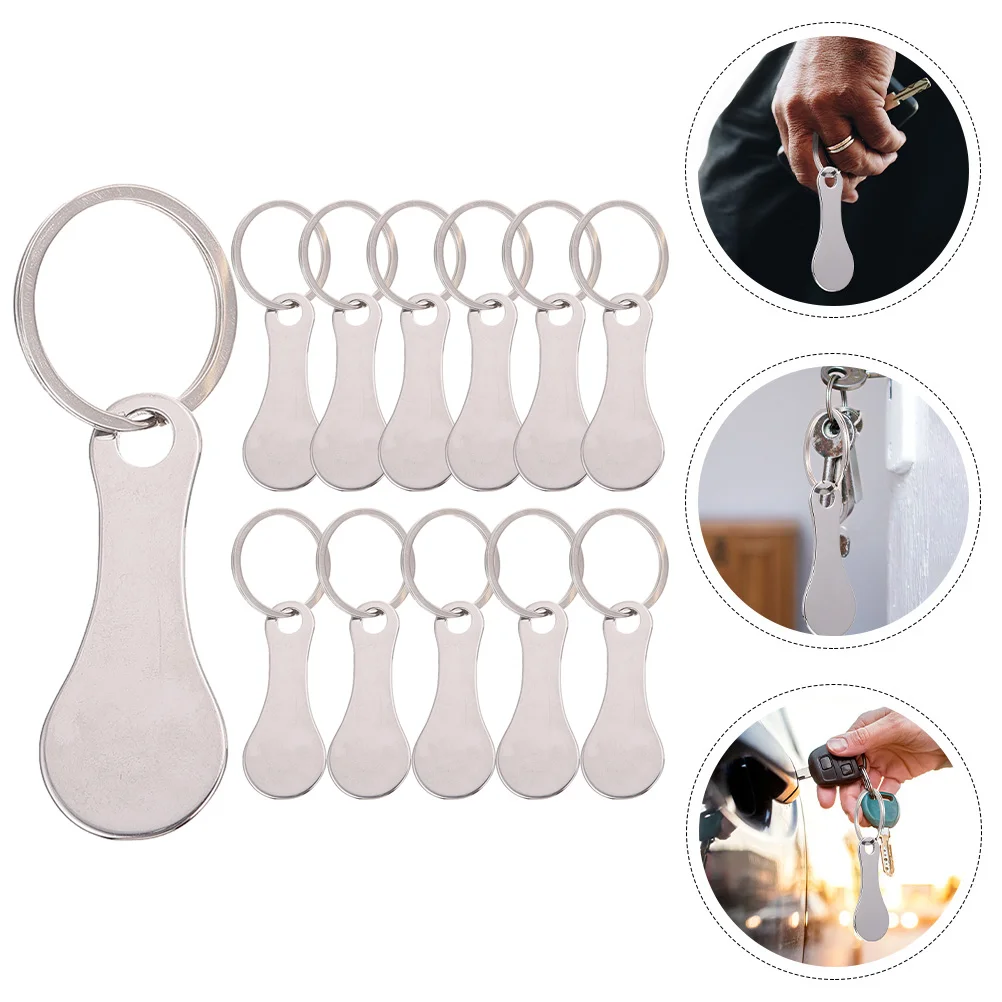 12 Pcs Cart Token Portable Key Ring Shopping Keyring Go Compact Holder Quarter Keychain Trolley Stainless Steel