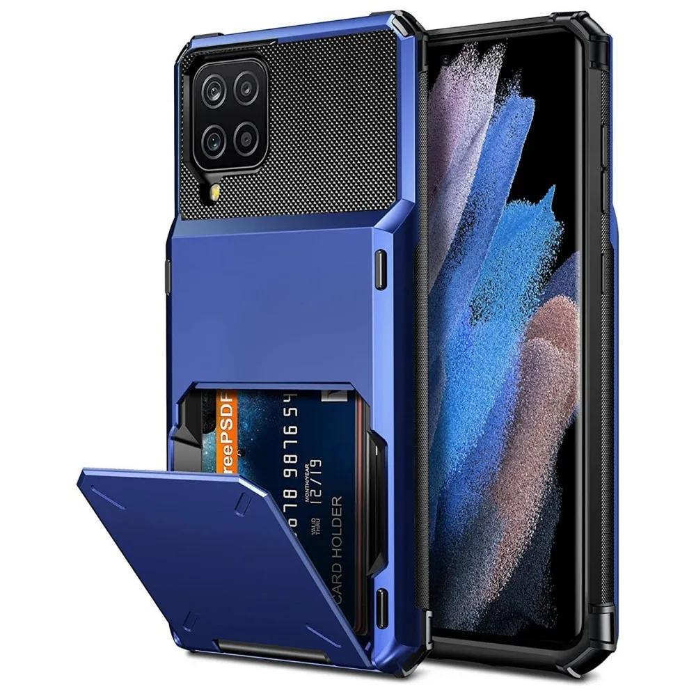 Funda de teléfono de crédito con ranura para 4 tarjetas tipo billetera para Samsung Galaxy A12 Funda Samsung A12 A125F A125 Funda con soporte para