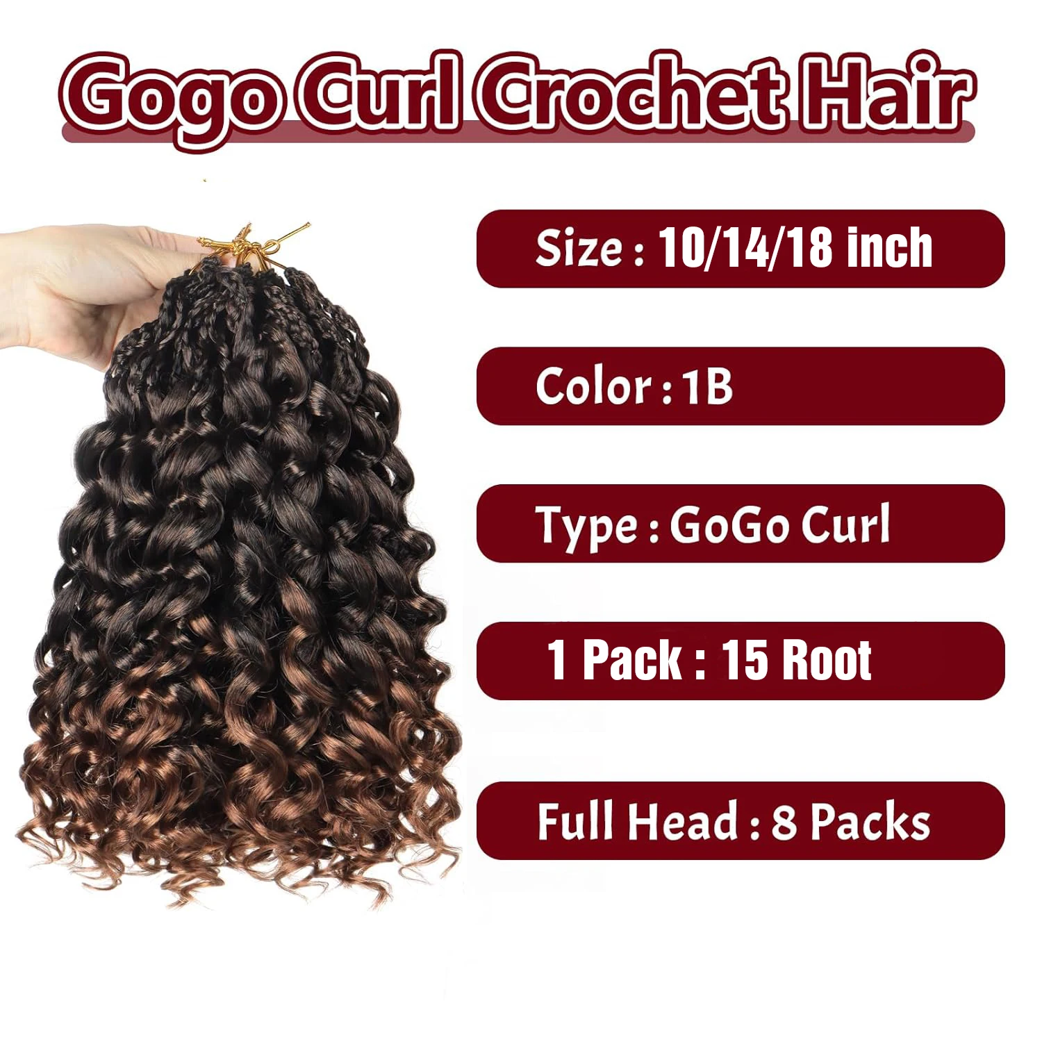 GoGo Curl Crochet Hair 10/14/18 Inch 1-7 Packs synthetic Curly Crochet Hair Pre looped Ocean Wave Water Wave Deep Twist