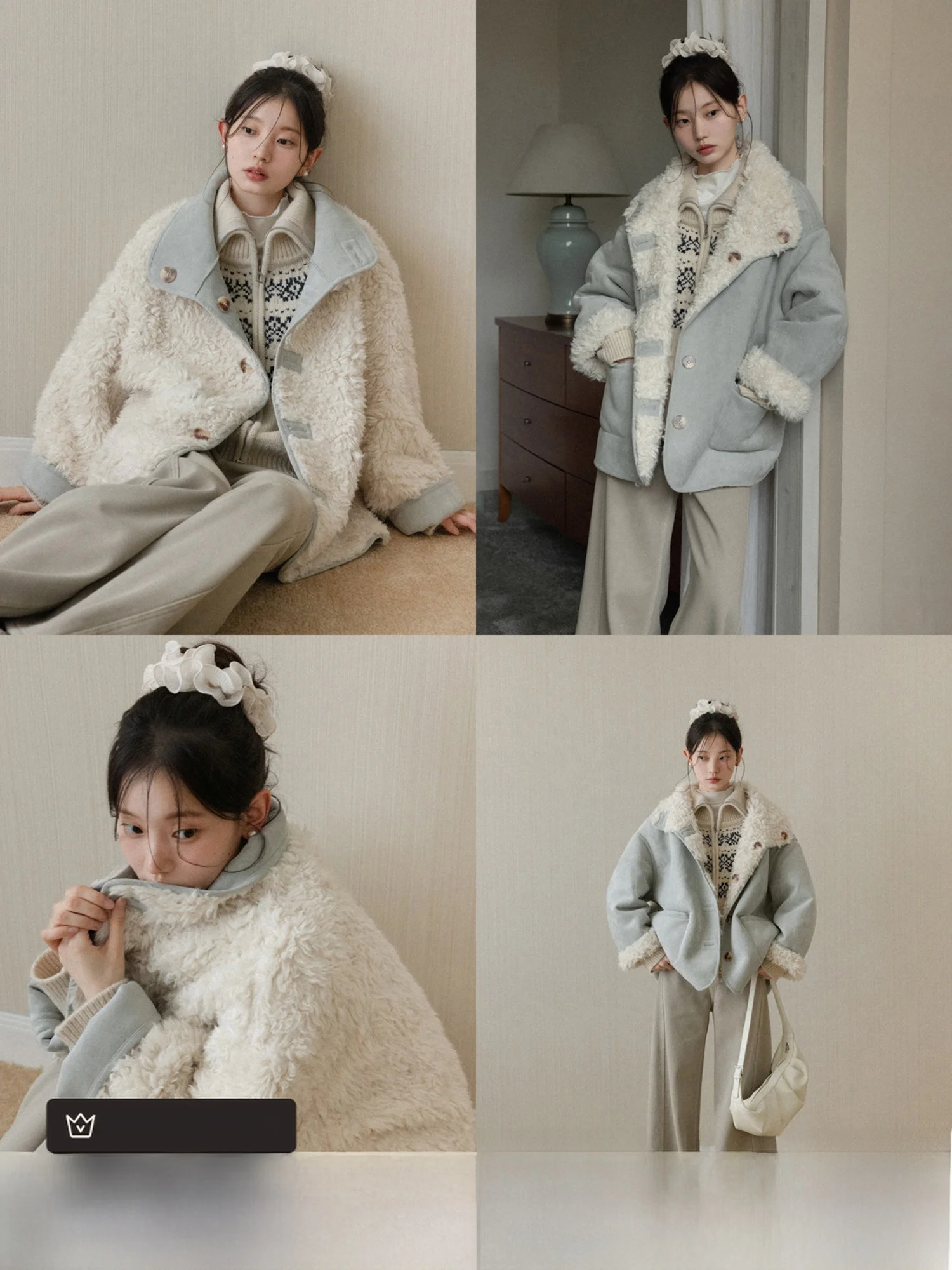 

Canton S Vintage Blue Faux Fur ort Coat Women Winter New Sle Warmth Plu Leather And Fur Inteated Upper Apparel