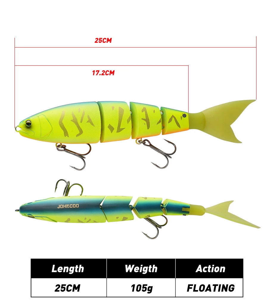 2 Stück/Set Riesiger Angelköder 250mm Sinkender Swimbait 4-teilig Gelenkiger Köder für Bass und Wels Harter Swimbait – Detail 2