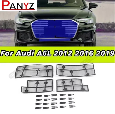 Audi A6L 2016 2012 2019 외부 자동차 곤충 스크리닝 메쉬 프론트 그릴 네트 스타일링 레이싱 그릴 장식 패널