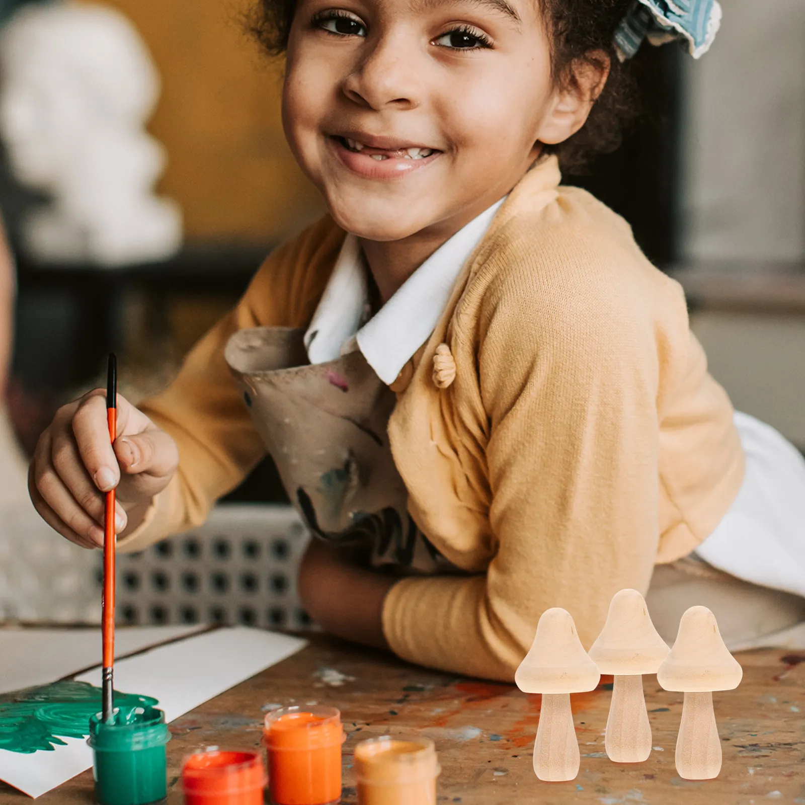 

Набор из 10 деревянных заготовок в форме грибов для росписи, безопасные, легкие, креативные, для декора дома и школы, заготовки для граффити