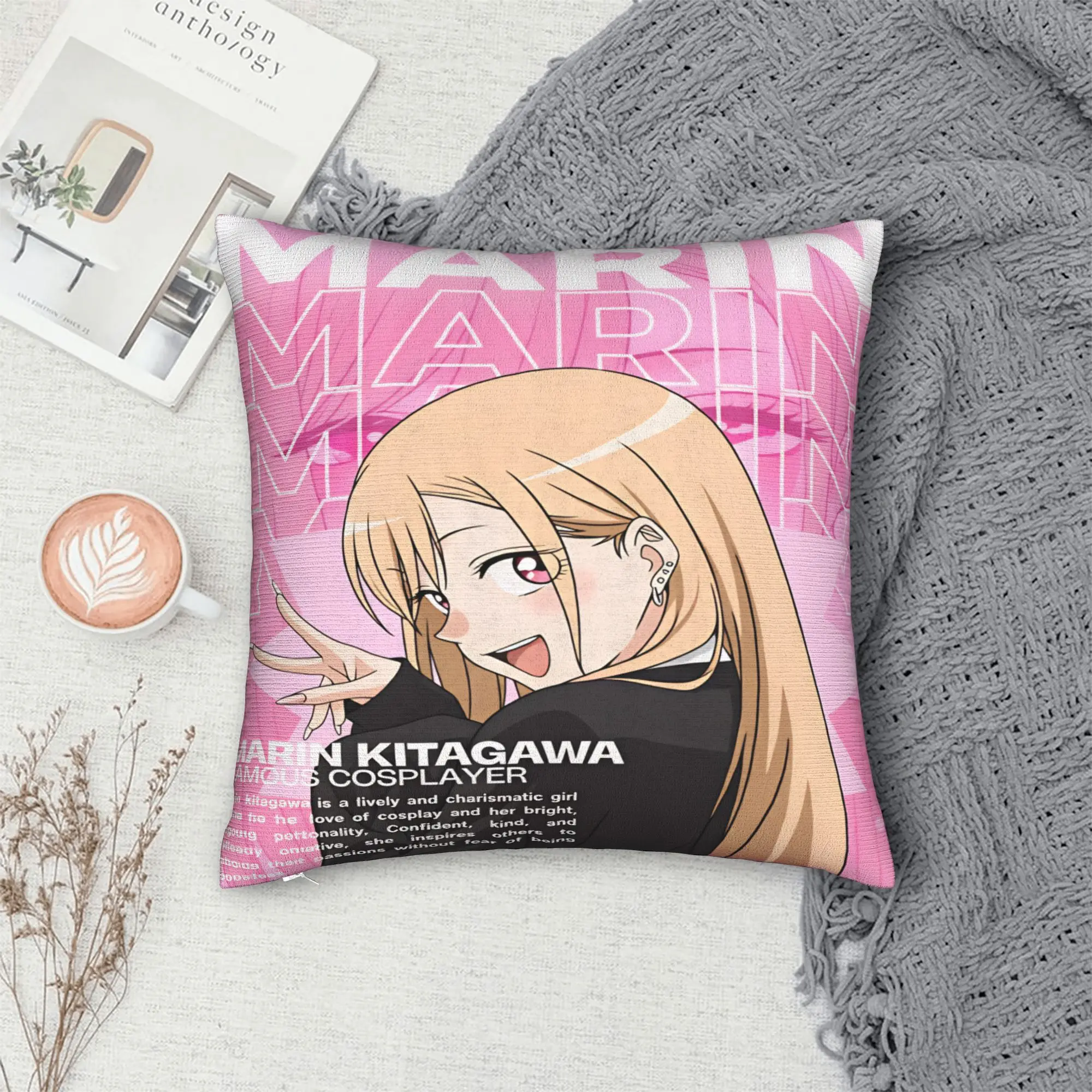 Marin Kitagawa Pillow Cover Japan Anime  Cute Funny Pillow Case For Sofa Couch Bed Living Room Soft Cushion Cover Gift