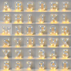 Silver Red 26 English Letters LED Night Light Name DIY Marquee Sign Alphabet Lights Lamp Home Club Party Wedding Home Decoration