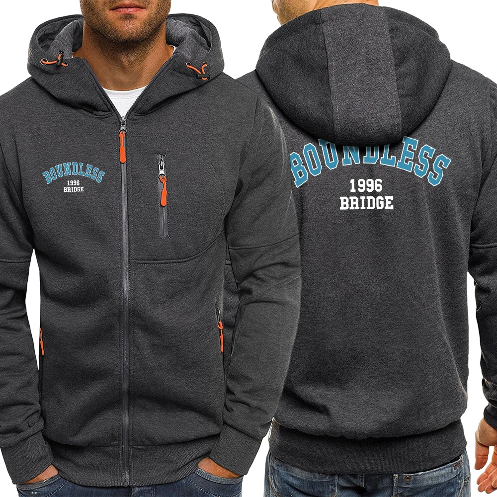 Doundless 1996 Beidge imprime cremallera sudaderas con capucha para hombres ropa suelta de lana chaquetas de moda Casual bolsillo Tops Unisex