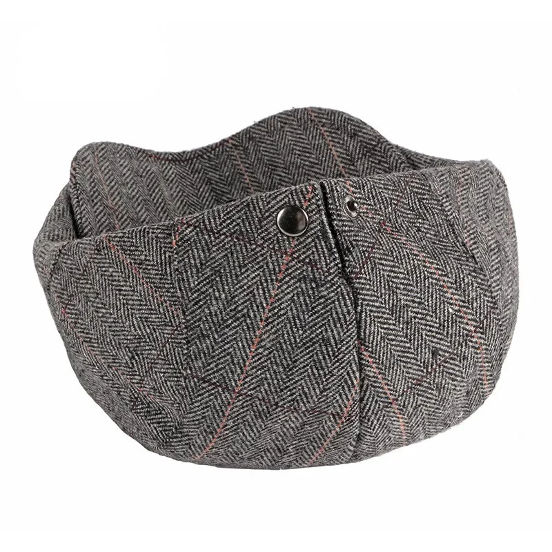 Men\'s Hats Autumn Winter British Western Style Striped Berets Caps Warm Wool Advanced Flat Ivy Cap Vintage Beret for Men