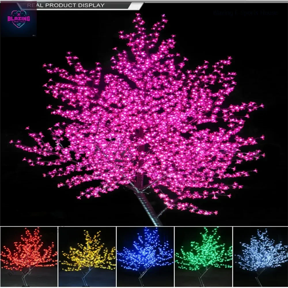 Cherry Blossom Tree Light, LED Bulbs, Rainproof Outdoor Usage, 7 Colors, 2m Height, 110, 220VAC, 1152Pcs, New