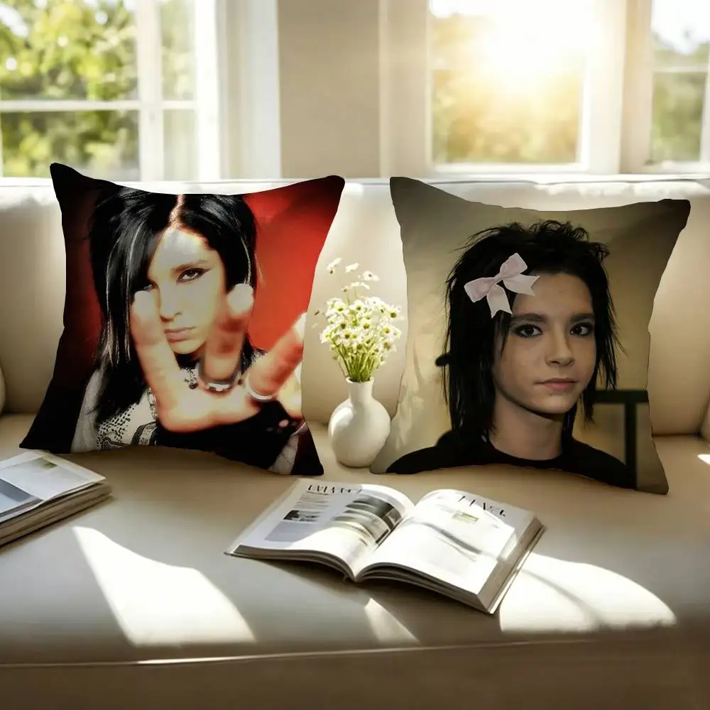 Tokio Hotel Bill Kaulitz Square Double-Sided printed Pillow Case Bedroom Bedside Pillow Sofa Cushion Cover