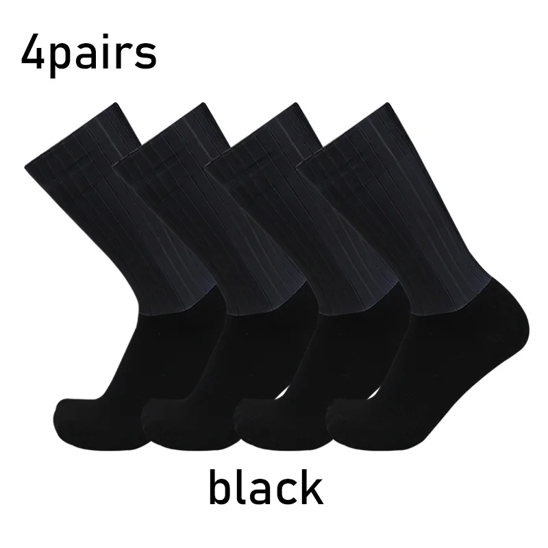 Aero Pure Color Cycling 4pairs/set Sports Socks Silicone Non-slip Pro Racing Bicycle Socks Summer Cool Calcetines Ciclismo