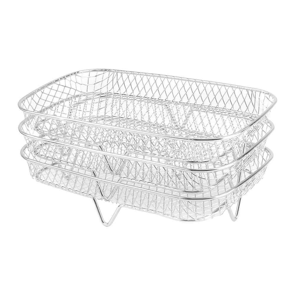 Air Fryer Rack Air Fryer Oven Grill Steamer 3 Layers Dehydrator Stand Stackable Mesh Grill Basket Air Fryer Accessories