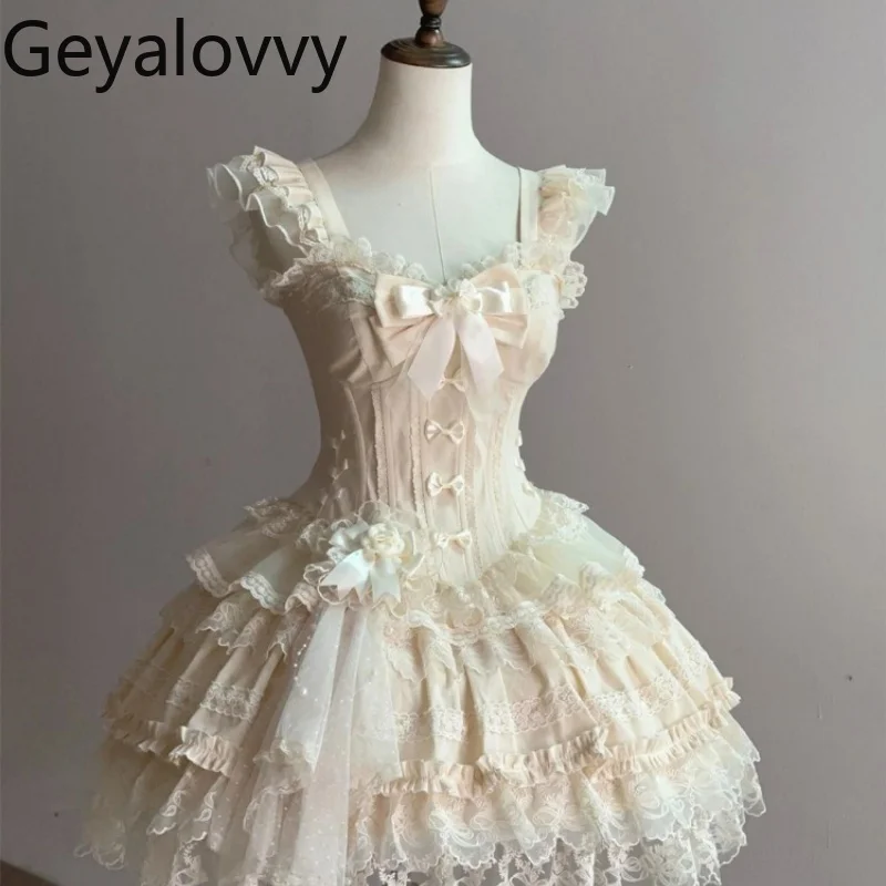 

Generated Color Sparkling Butterfly Big Bow Princess Dress Women Summer New Birthday Quinceanera Lolita Dress Jsk Cake Dresses