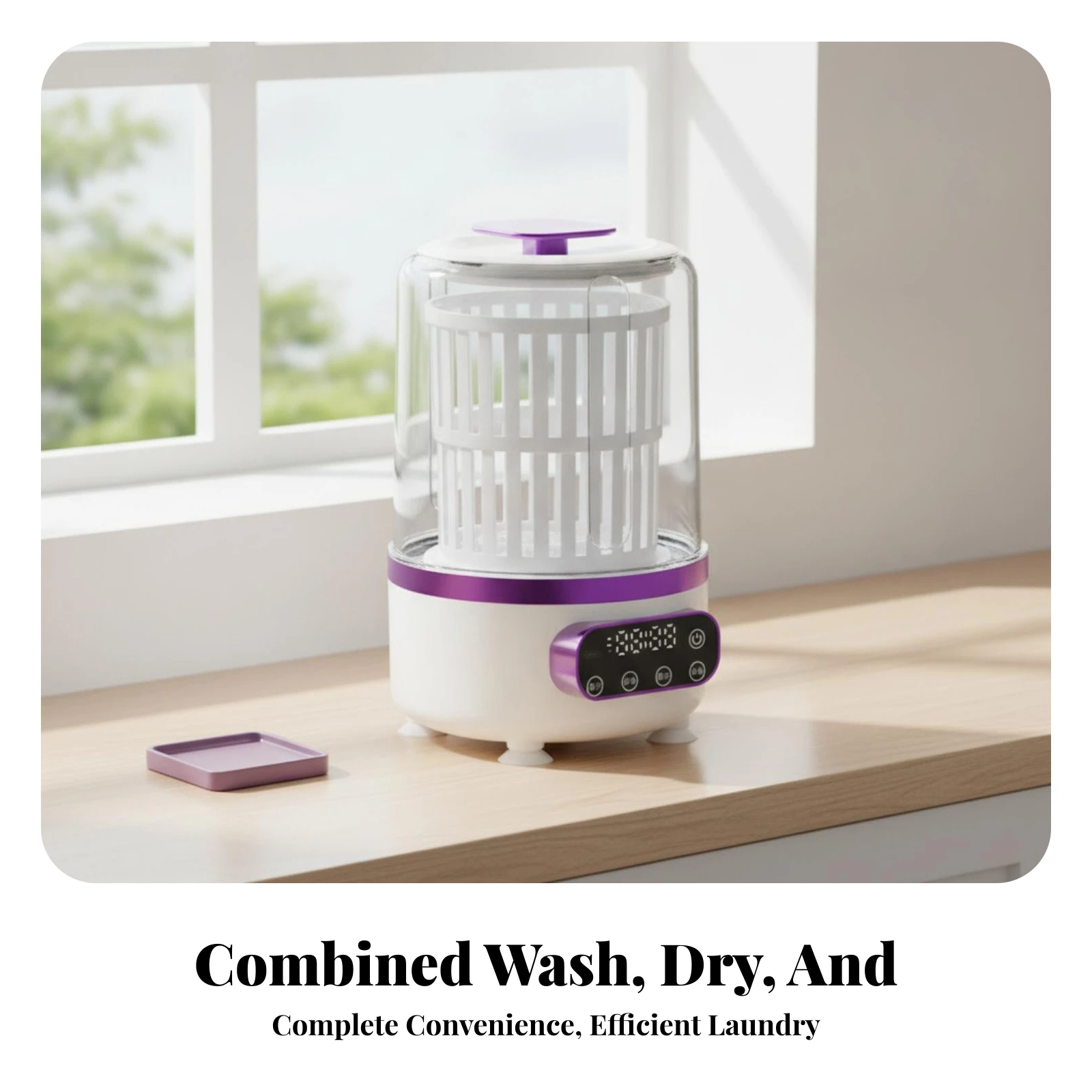 Underwear Washer Household Appliance Cordless Mini Washing Machine Compact Portable Mini Washer Round Buttons Digital Display