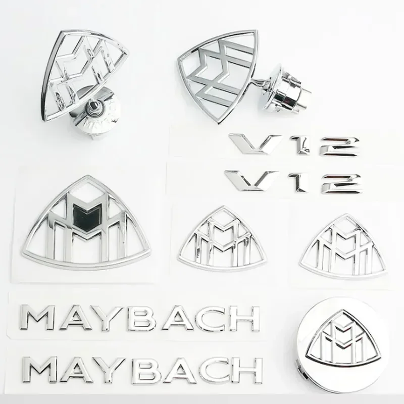 Car Wheel Cap Steering emblem Shell Sticker Chrome Emblem For Maybach Hood Lay Stand Logo S500 S600 V12 Side Fender Trunk Badge