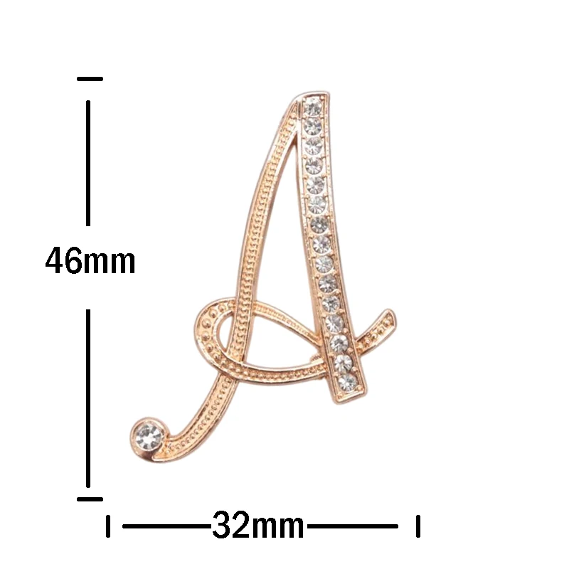 Elegant & Sparkling A-Z Letter Brooch Gold Color Plated Pin Fully Encrusted with Shimmering Crystals Women Jewelry Accessories