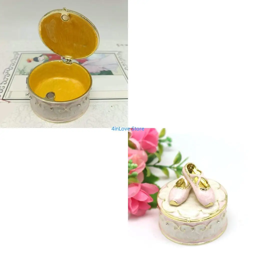 

T4MD Compact Ballet Shoe Accent Jewelry Storage Container for Travel and Dresser Tops