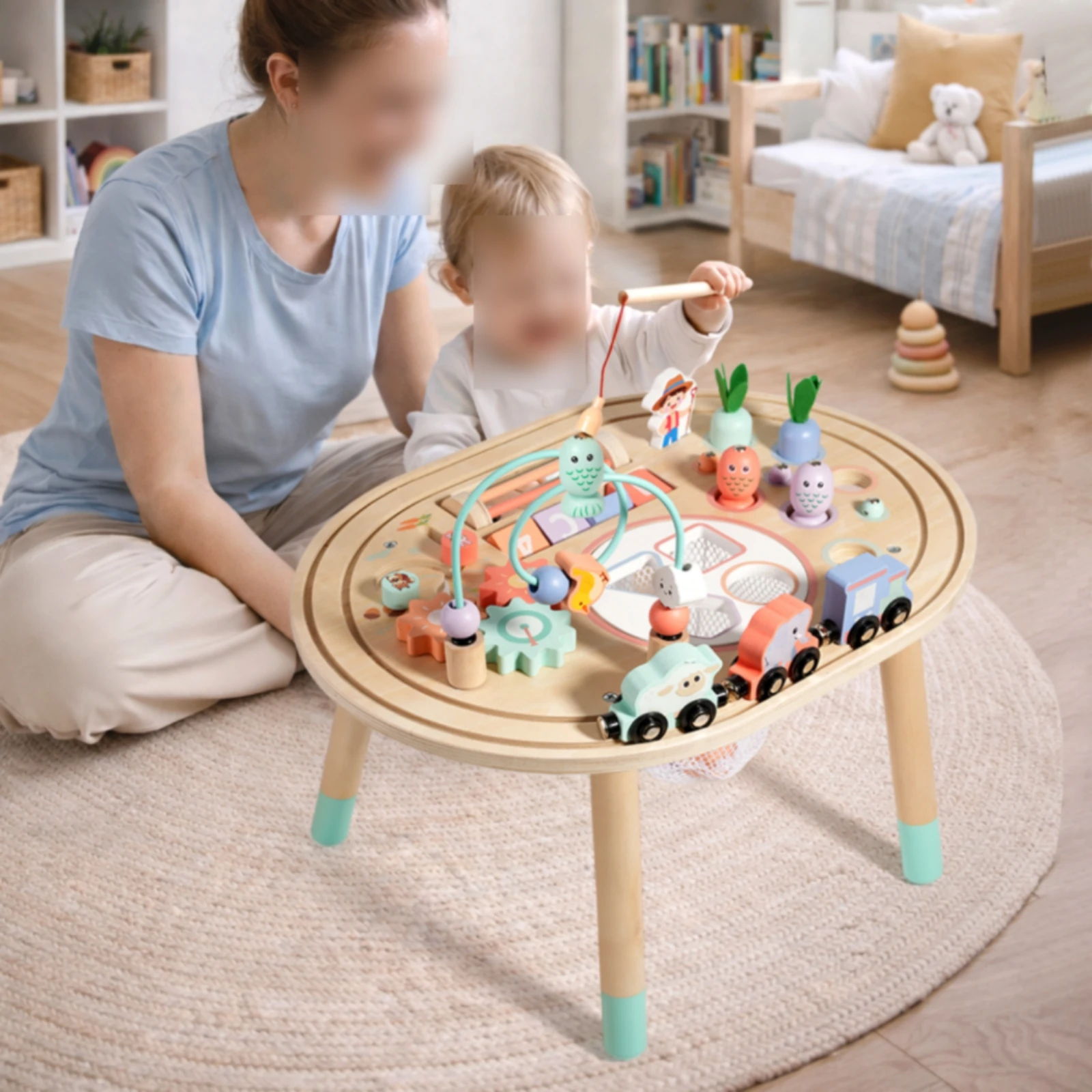 table-de-labyrinthe-a-billes-multifonctionnelle-table-d'activites-pour-tout-petits-avec-accents-colores