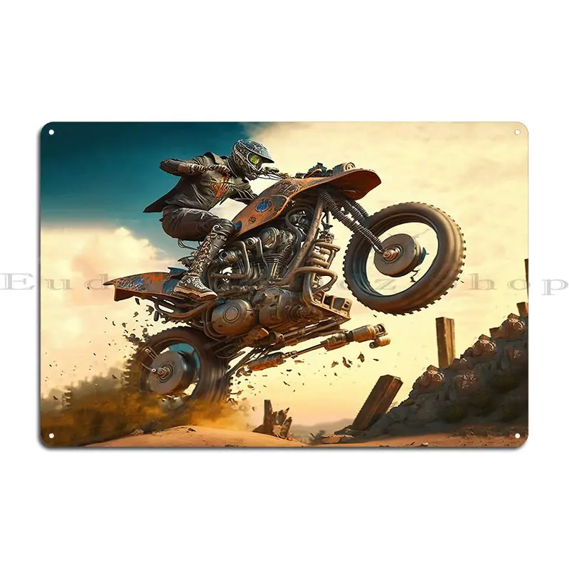 Dirt Bike Stunt Cgi Style Metal Sign Funny Plaques Designing Designer Club Tin Sign Poster