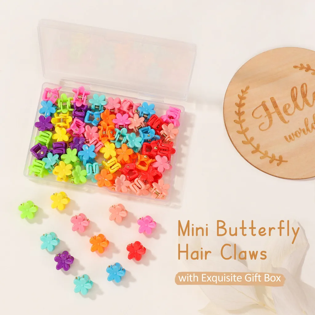 

50Pcs/Set Mini Baby Bows Kids Girls Hair Accessories Colorful Flower Hair Clips Claw Legs Scissors Design Cute Hair Claw