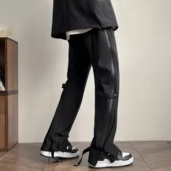 2022 Vibe Style Waterproof Black Men Cargo Outdoor Tracksuit Pants Y2K Side Zipper Sweatpants Male Long Trousers Pantalon Homme